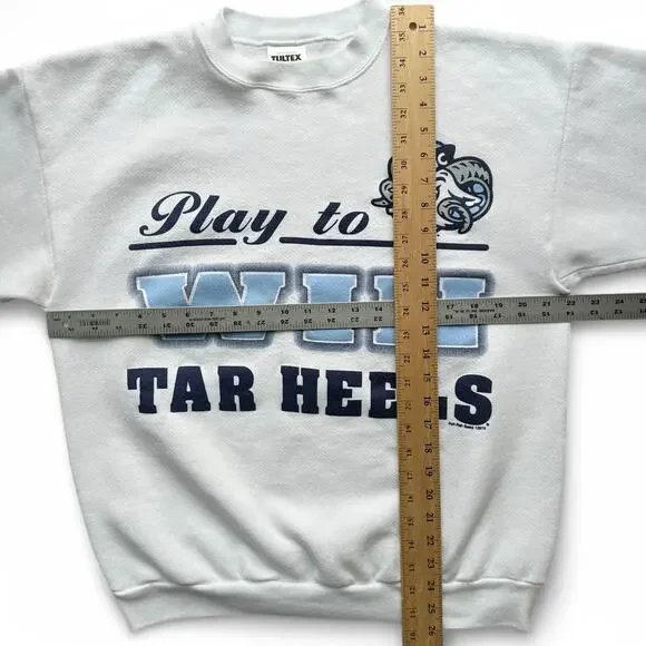 Vintage UNC Tar Heels Tultex Crewneck Sweatshirt Play Win White Carolina Blue L - Picture 11 of 11